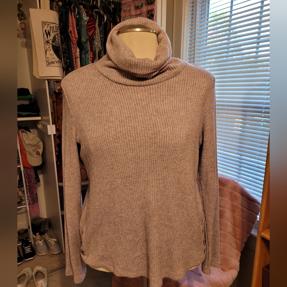 Croft & Barrow waffle knit, cowlneck top
